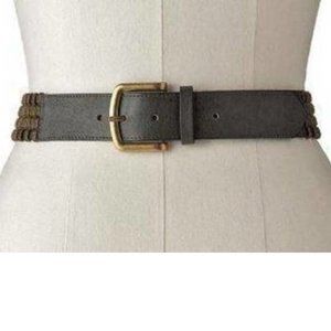 Womens Ribbed Link Belt Apt 9 34" Medium Gold Hardware Olive Green Fx Leather